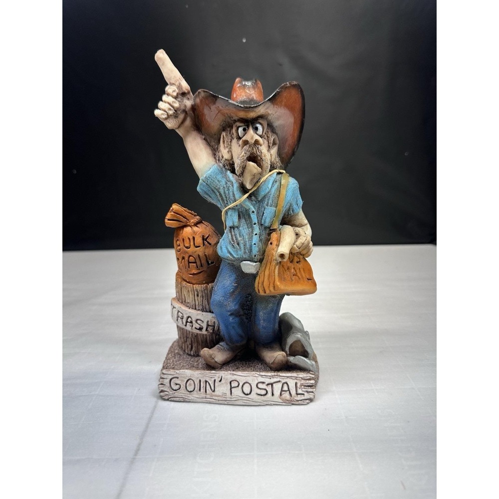Bill Vernon Goin' Postal Cowboy Figurine 1996 Shade W/ Tag Signed - Numbered 190